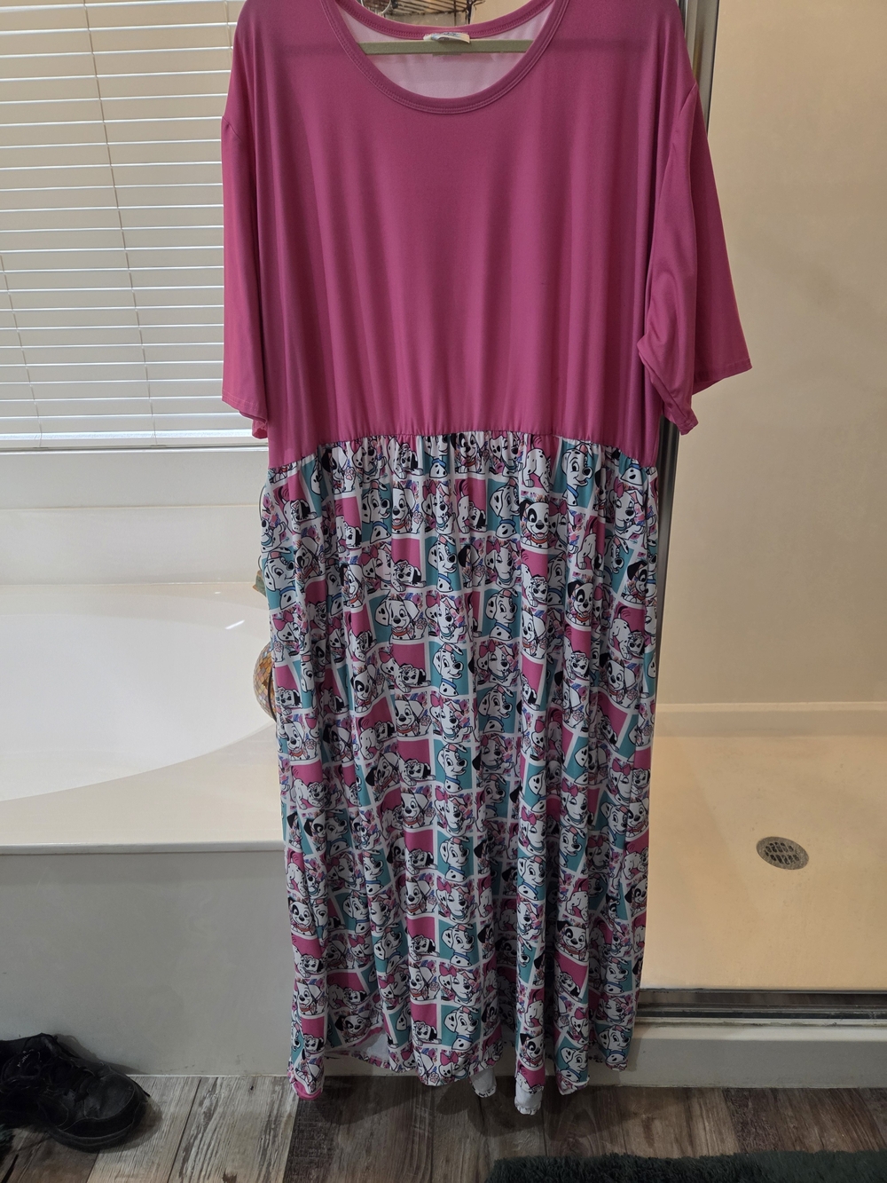 Disney Dalmatian Plus-Size Pink Short-Sleeve Maxi Dress with Patterned Skirt